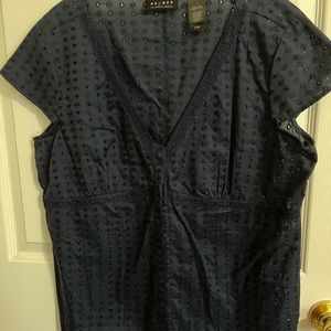 New Axcess Navy Eyelet Blouse